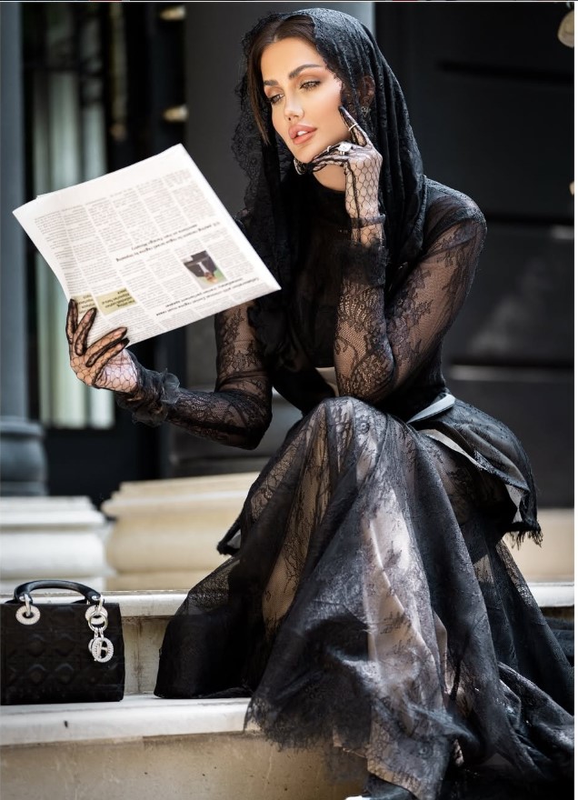 Black lace couture editorial piece